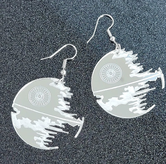 Destroyed Death Star Mirror Earrings