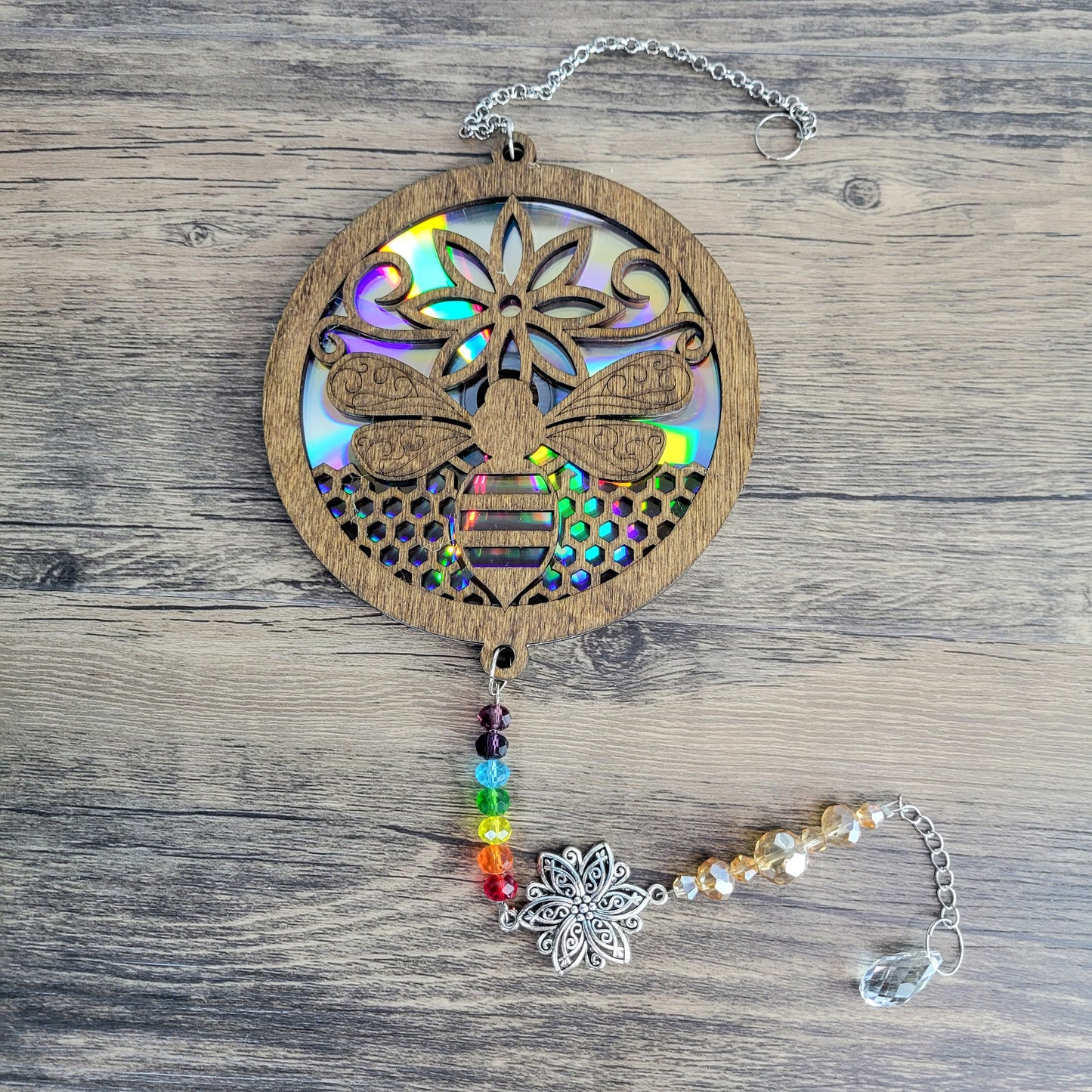 Wood Suncatchers with Repurposed CDs