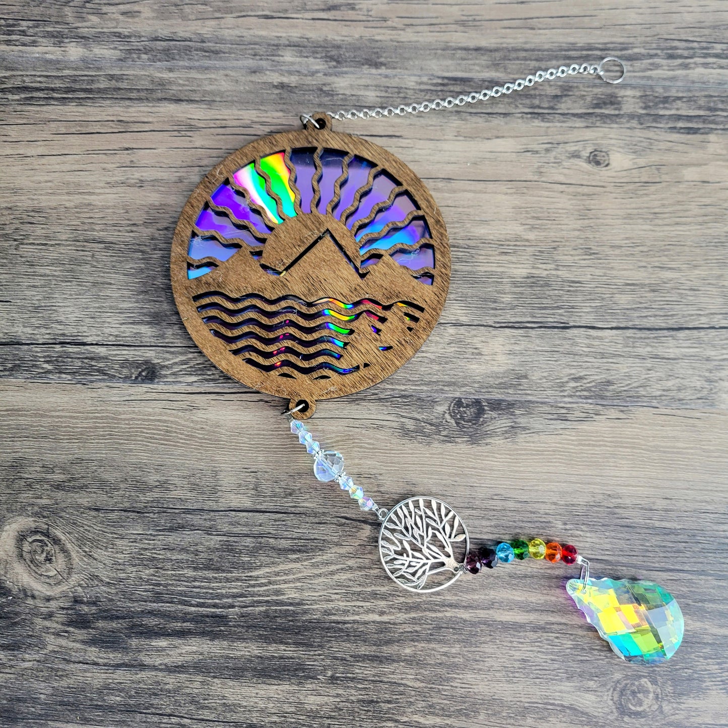 Wood Suncatchers with Repurposed CDs