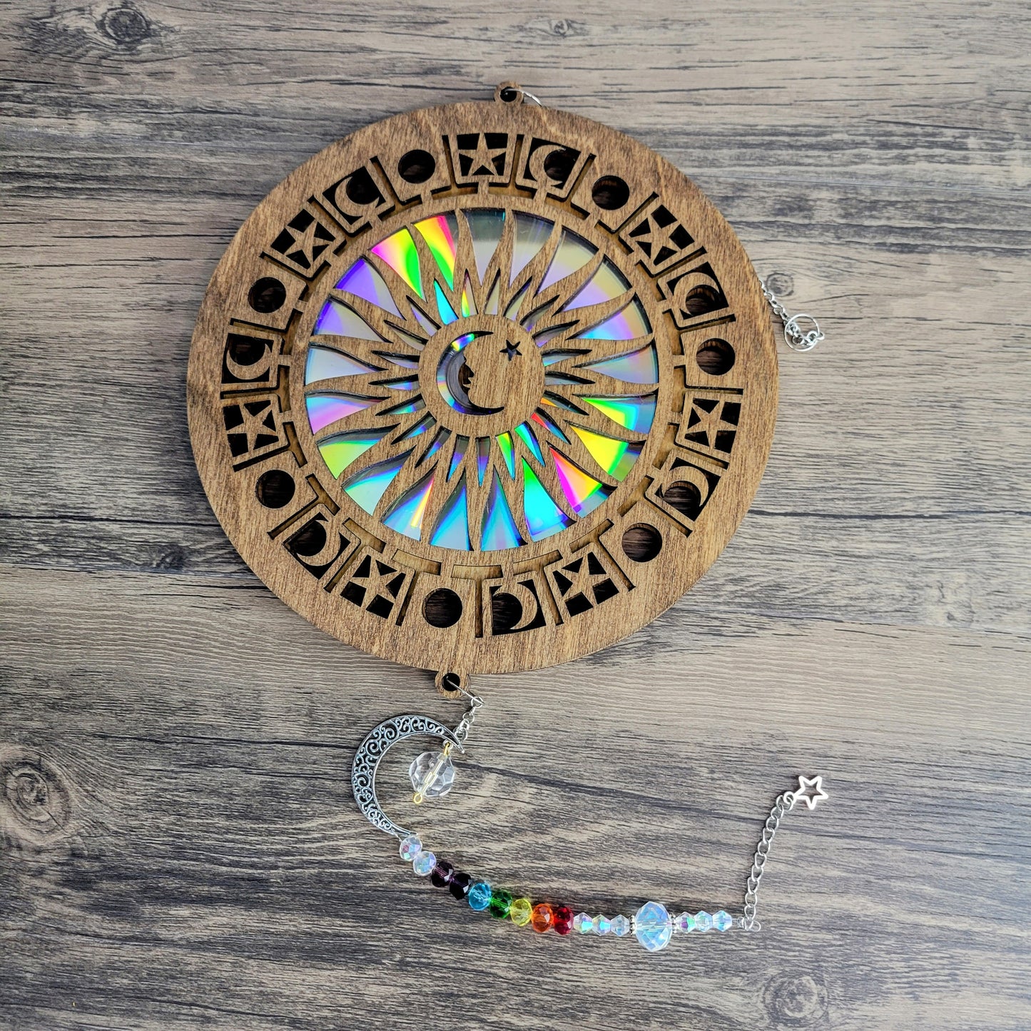 Wood Suncatchers with Repurposed CDs