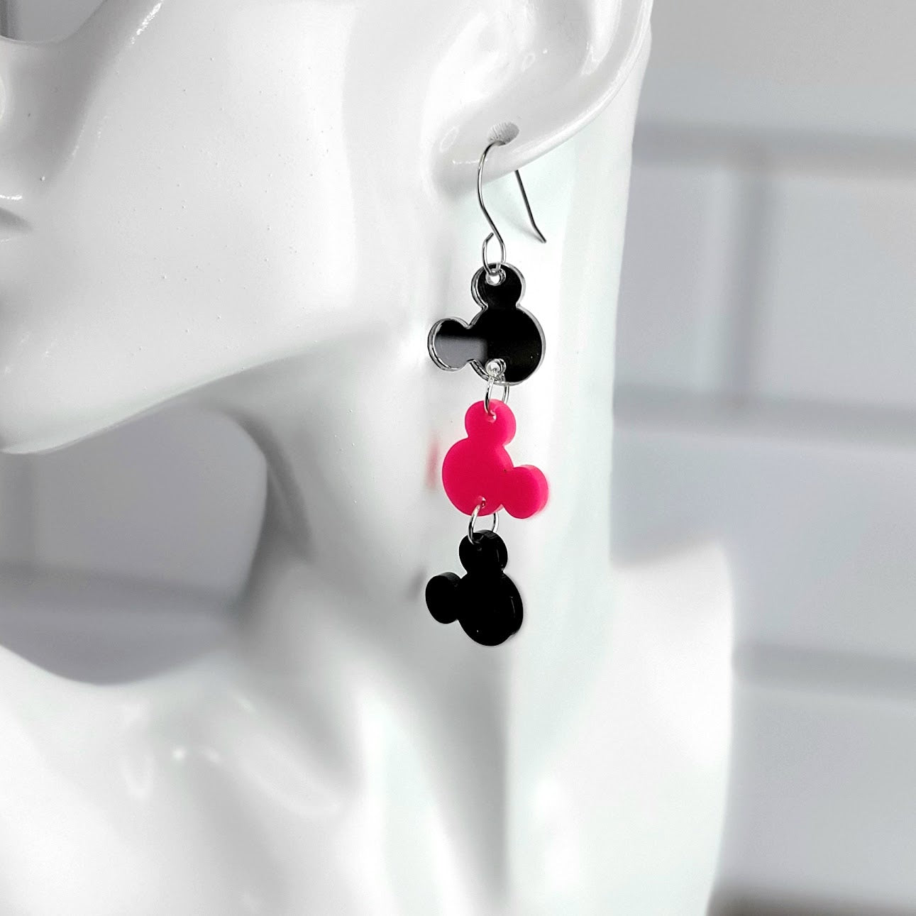 Mouse Ear Dangle Trio Earrings