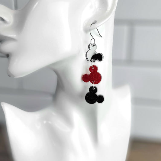 Mouse Ear Dangle Trio Earrings