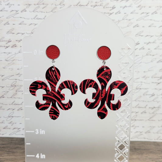 Fleur de lis with Red Saffiano stud topper | Tooled Red