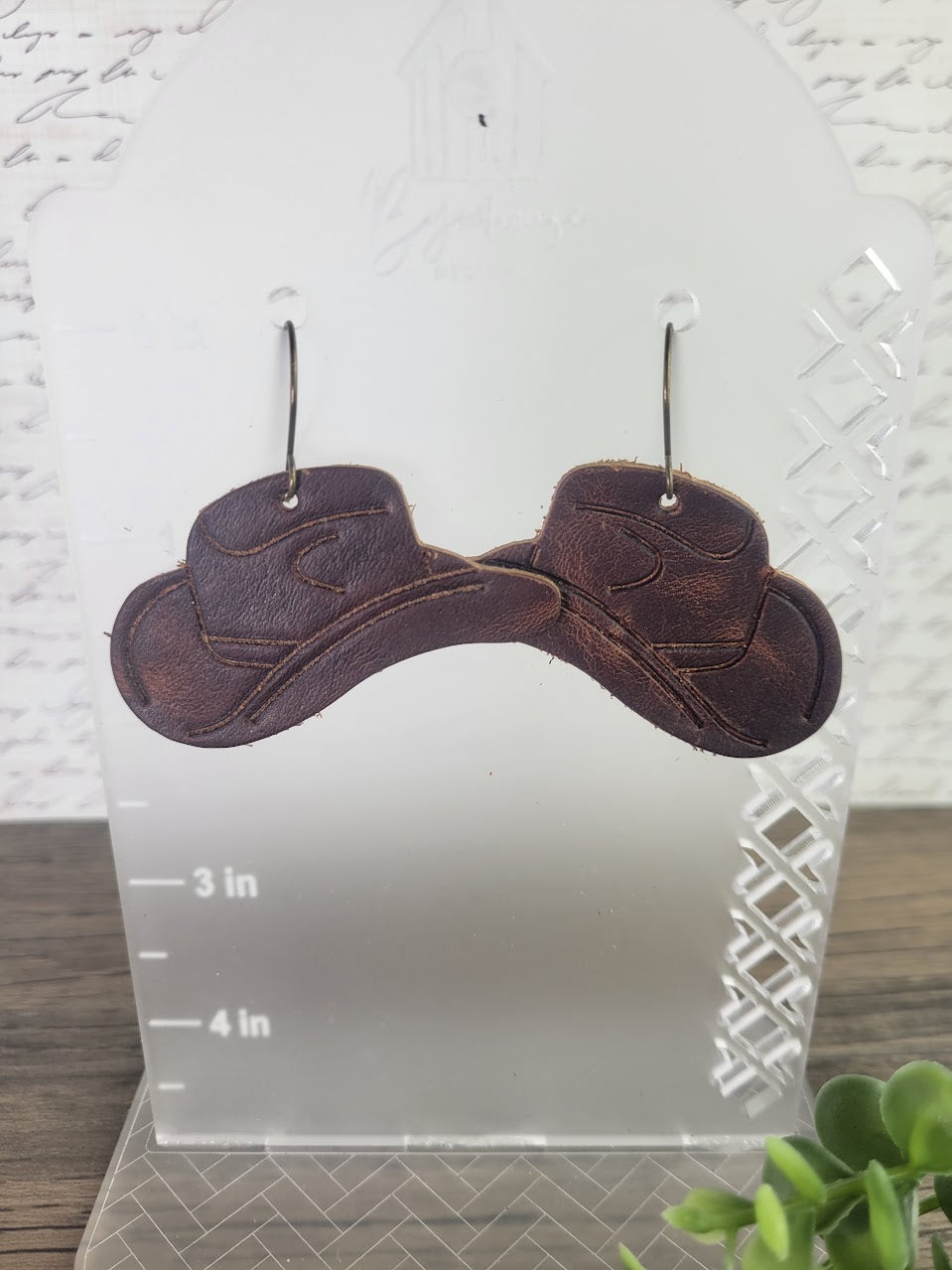 Genuine Leather Cowboy Hat Dangle Earrings