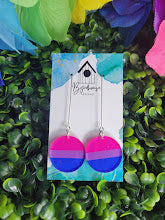 Bisexual Pride Flag Acrylic Circle Dangle Earrings