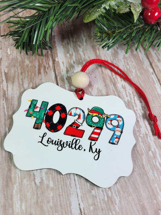 Christmas Themed Doodle Zip Code Ornament