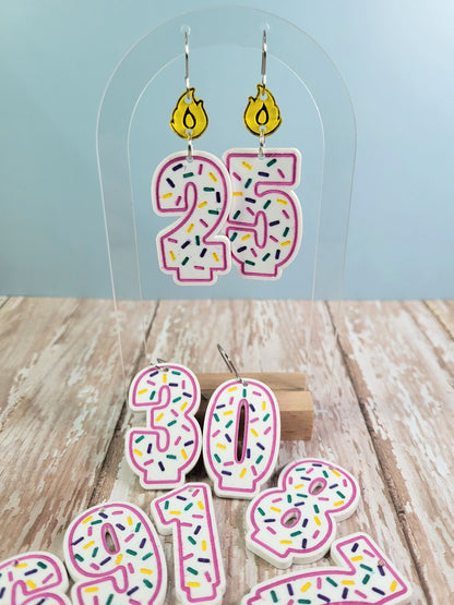 Birthday Candle Custom Age Acrylic Earrings