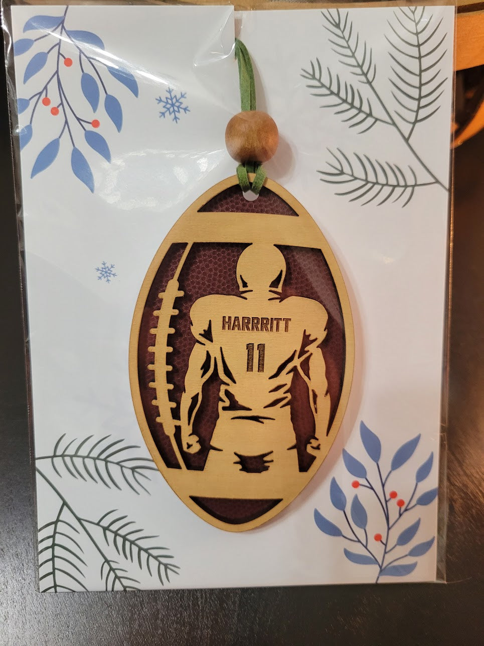 Football Textured Backer Personalized Ornament