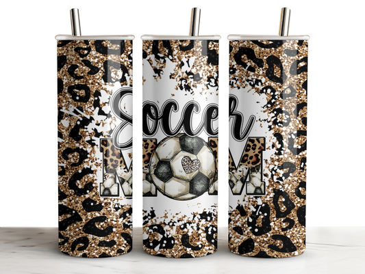 Leopard Print Soccer Mom Sublimated 20oz Skinny Tumbler