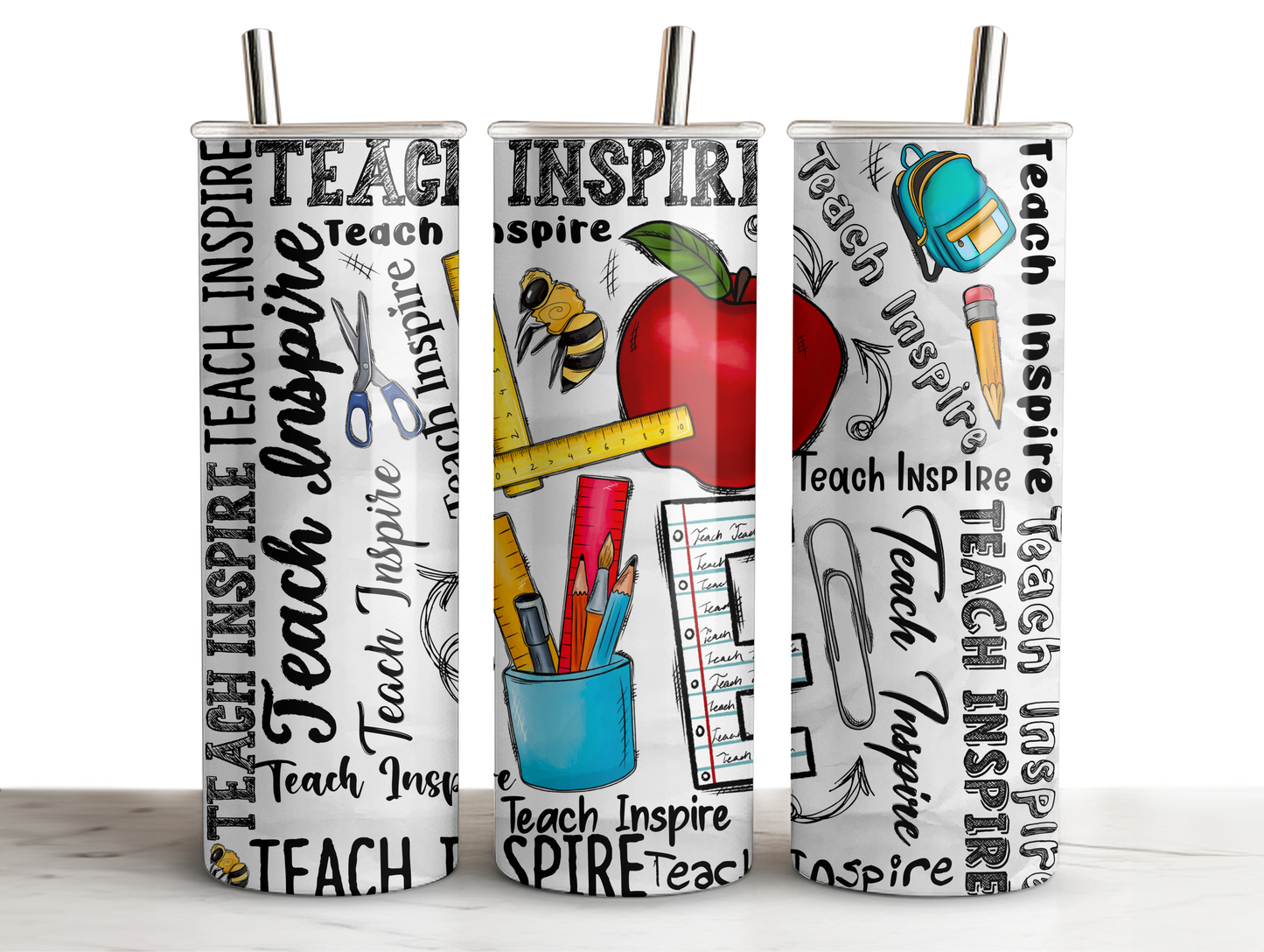 Teach Inspire Love Sublimated 20oz Skinny Tumbler