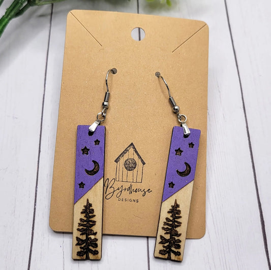 Forest Night Sky Dangle Earrings